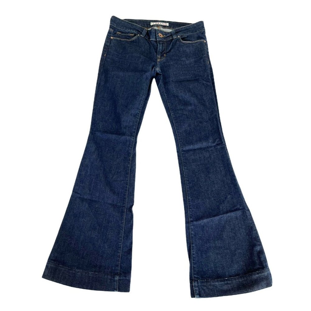 J Brand Love Story Pure Flare Wide Leg Jeans Women's Size 28 Low Rise Dark Wash